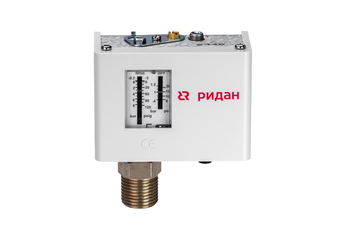 Ридан 060-132466R — Реле давления KPI 35R, диапазон настройки -0,2...7,5 бар, дифференциал 0,7…4 бар, штуцер G1/2А, автоматический сброс