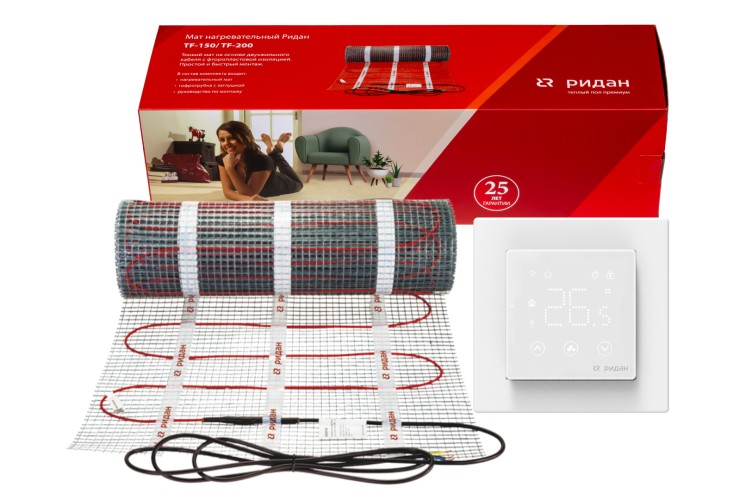 Комплекты для теплого пола — нагревательный мат Ridan TF-150 с терморегулятором Ridan Clever