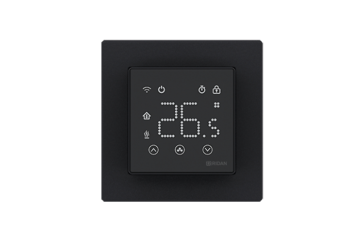 21RT0109R — Ридан Clever (Клевер) терморегулятор с Wi-Fi черный, IP 20, размеры 86 x 86 x 44,5 мм, диапазон регулирования температуры 5...40 °С