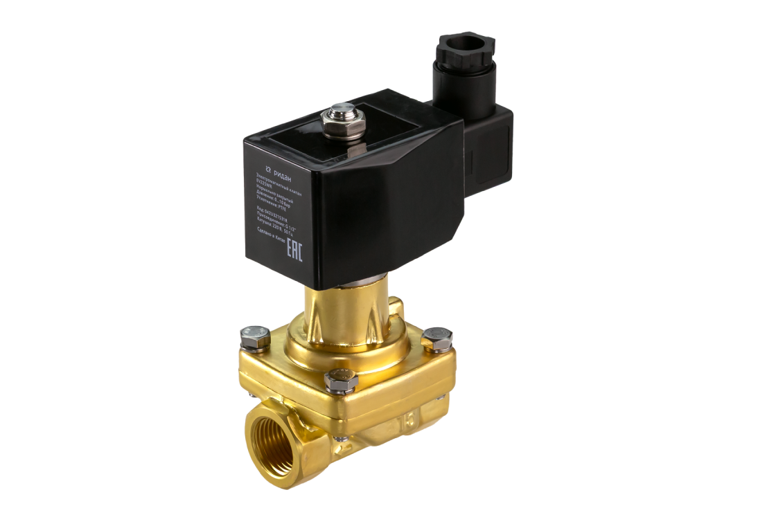 Ридан 042U320631R — Клапан электромагнитный EV225WR, G 1/4, Ду 6 мм, PTFE, нормально закрытый, 0…4 бар, с катушкой 220В, 50 Гц